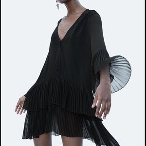 Ruffled Pleated Mini Dress